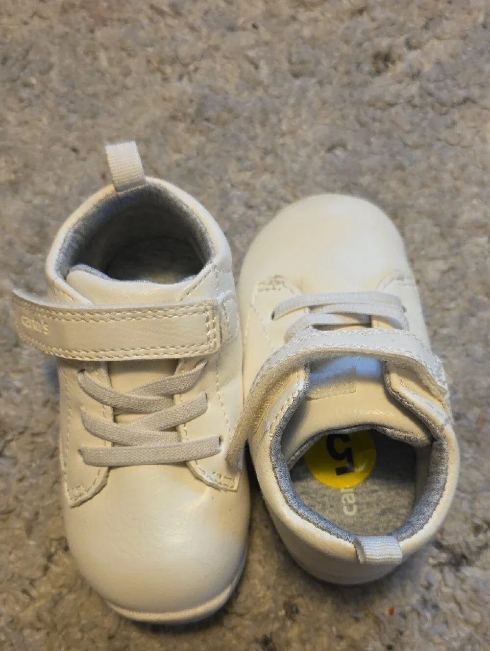Carter's Cream Hook-and-Loop Lace-Look Baby Walker Shoes